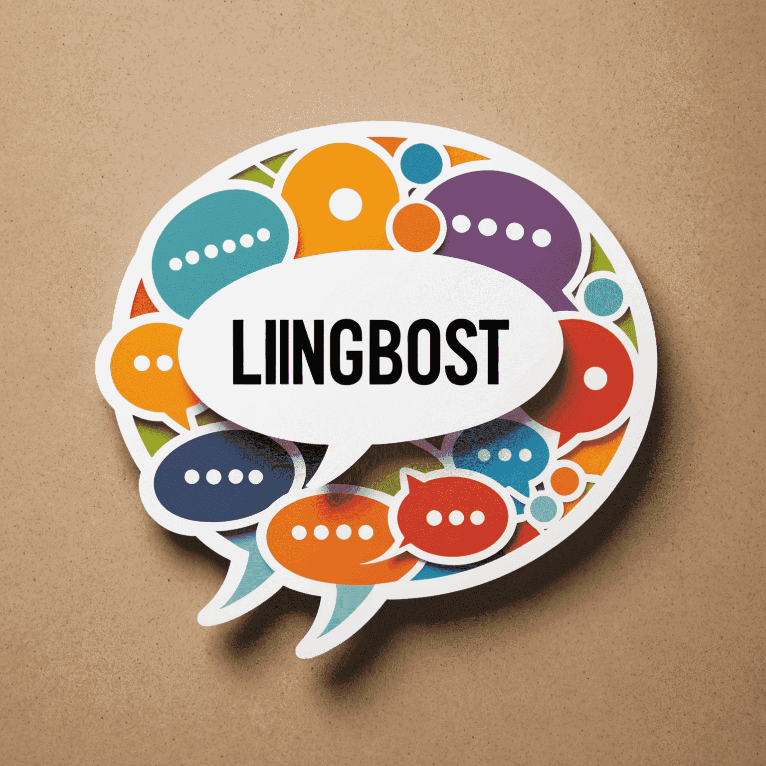 LinguaBoost logo featuring a stylized speech bubble with multiple language characters